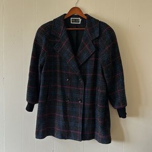 Vintage Dani Colby Black Double Breasted Plaid Jacket Made an the USA Size 14